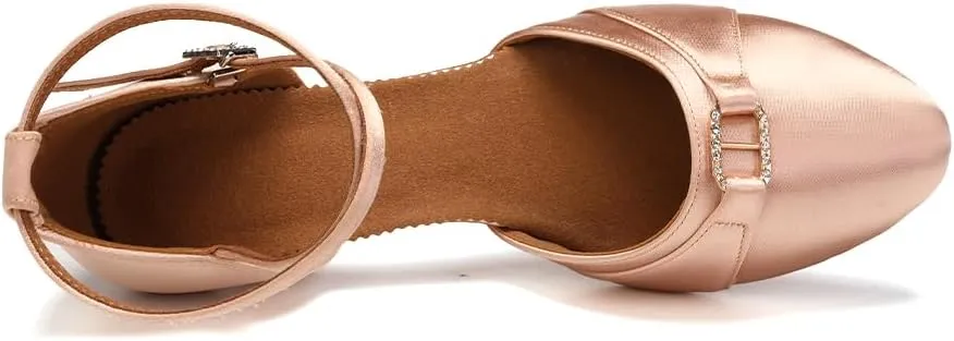 Women's Latin Ballroom Dance Shoes Closed Toe Smooth Salsa Performance Social Dance Practice Shoes