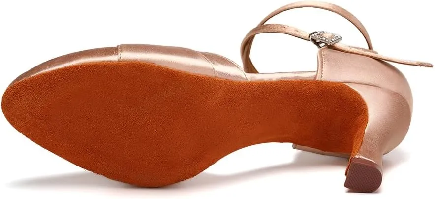 Women's Latin Ballroom Dance Shoes Closed Toe Smooth Salsa Performance Social Dance Practice Shoes