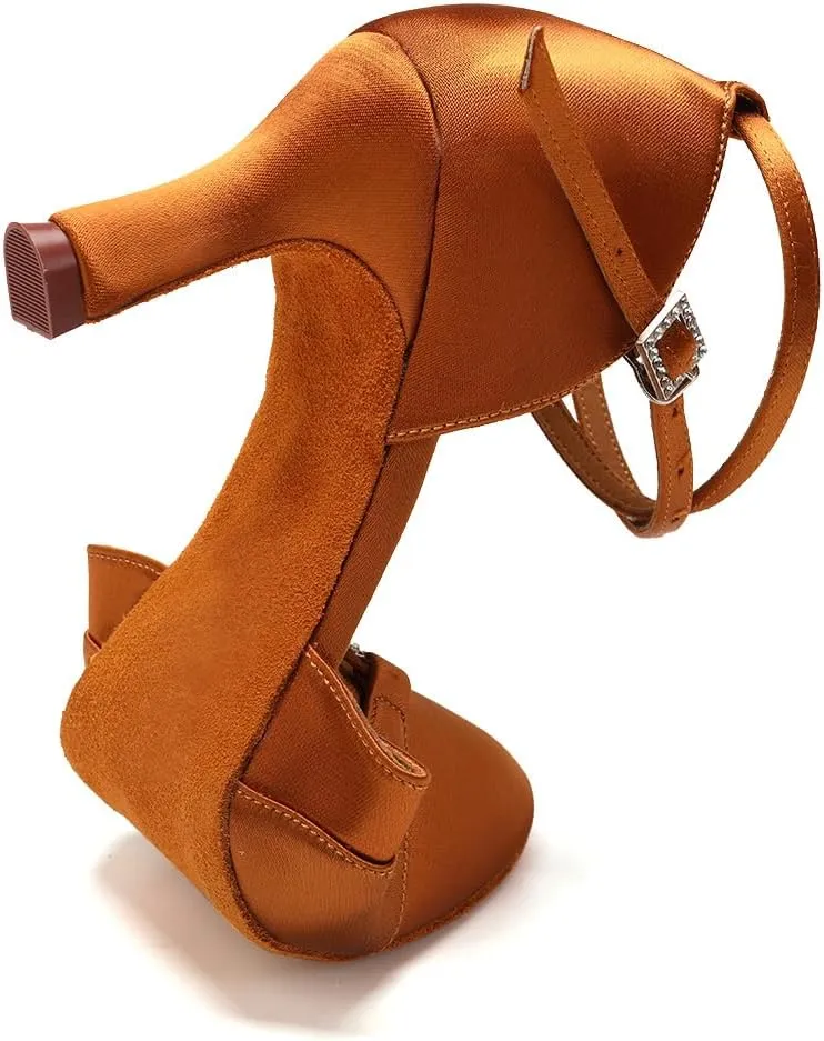 Women's Latin Ballroom Dance Shoes Closed Toe Smooth Salsa Performance Social Dance Practice Shoes