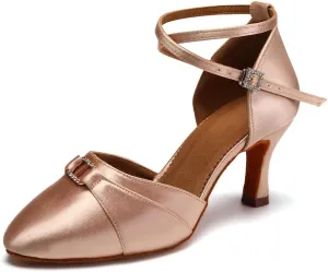 Women's Latin Ballroom Dance Shoes Closed Toe Smooth Salsa Performance Social Dance Practice Shoes