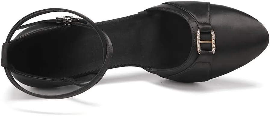 Women's Latin Ballroom Dance Shoes Closed Toe Smooth Salsa Performance Social Dance Practice Shoes