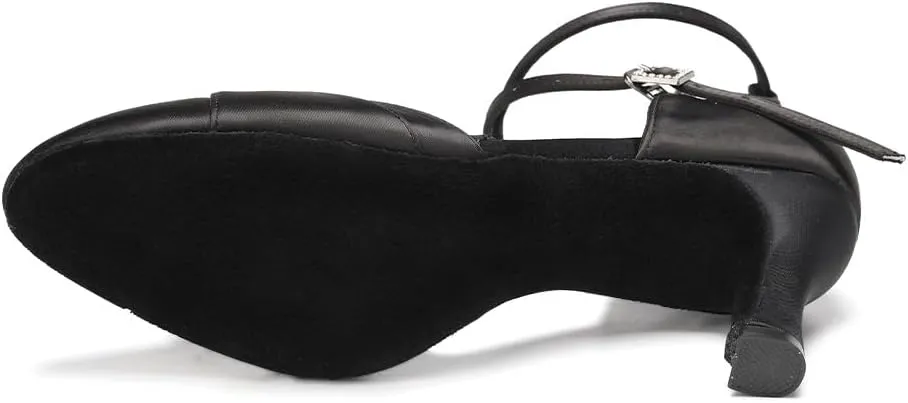 Women's Latin Ballroom Dance Shoes Closed Toe Smooth Salsa Performance Social Dance Practice Shoes