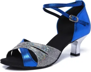 Womens Latin Ballroom Dance Shoes Open Toe Ballroom Salsa Bachata Party Performance Dance Shoes,Model FT-012