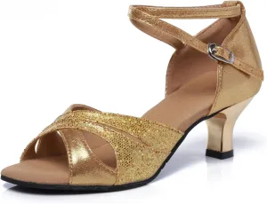 Womens Latin Ballroom Dance Shoes Open Toe Ballroom Salsa Bachata Party Performance Dance Shoes,Model FT-012