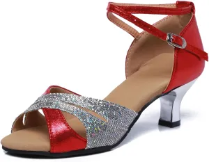 Womens Latin Ballroom Dance Shoes Open Toe Ballroom Salsa Bachata Party Performance Dance Shoes,Model FT-012