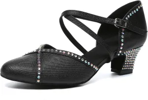 Women's Latin Dance Shoes Closed Toe Salsa Tango Ballroom Performance Practice Dancing Shoes,YC-L631-Suede Sole-1.75heel