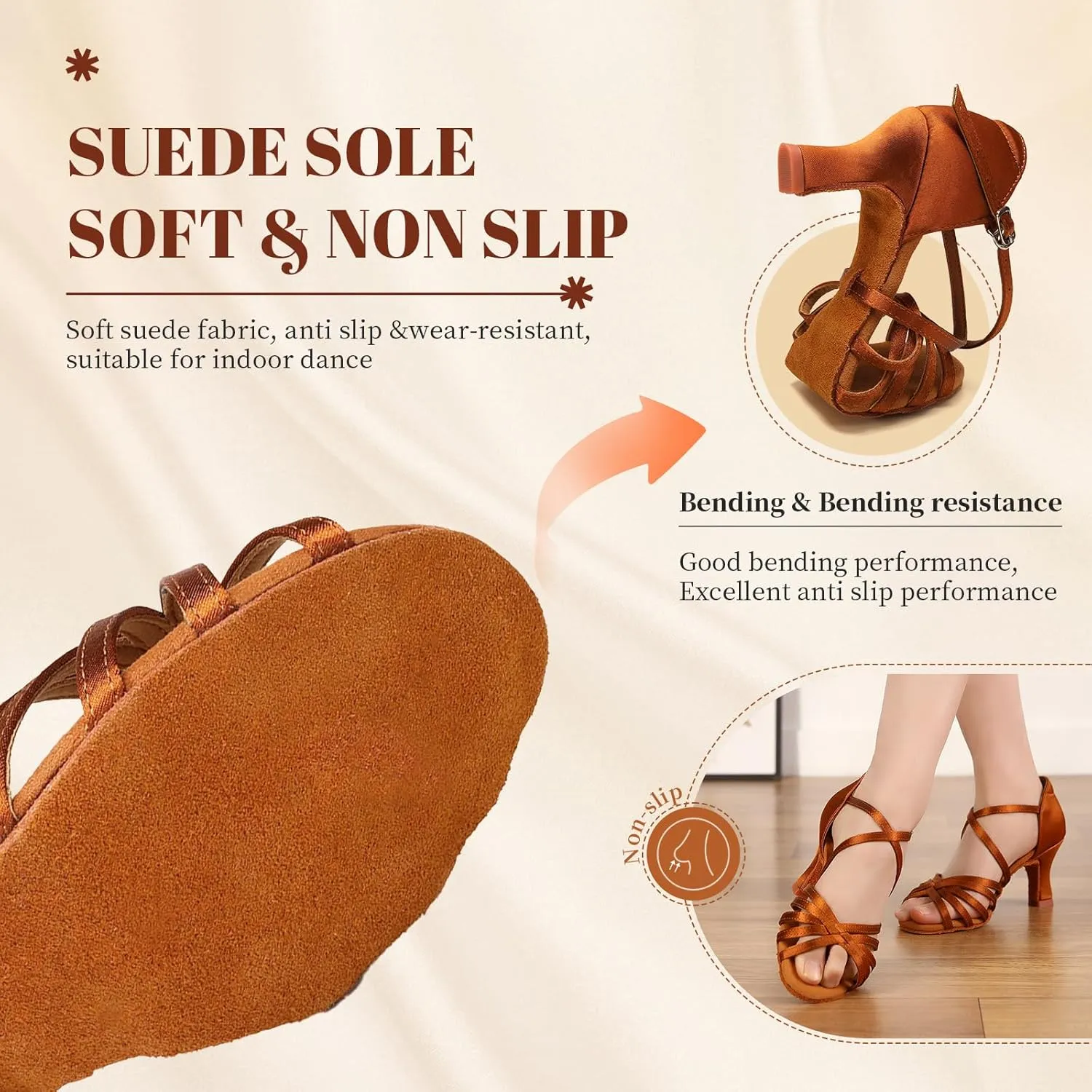 Women's Latin Dance Shoes Satin Open Toe Ballroom Salsa Tango Professional Dance Practice Shoes