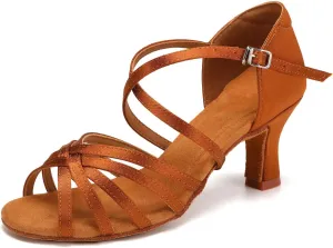 Women's Latin Dance Shoes Satin Open Toe Ballroom Salsa Tango Professional Dance Practice Shoes