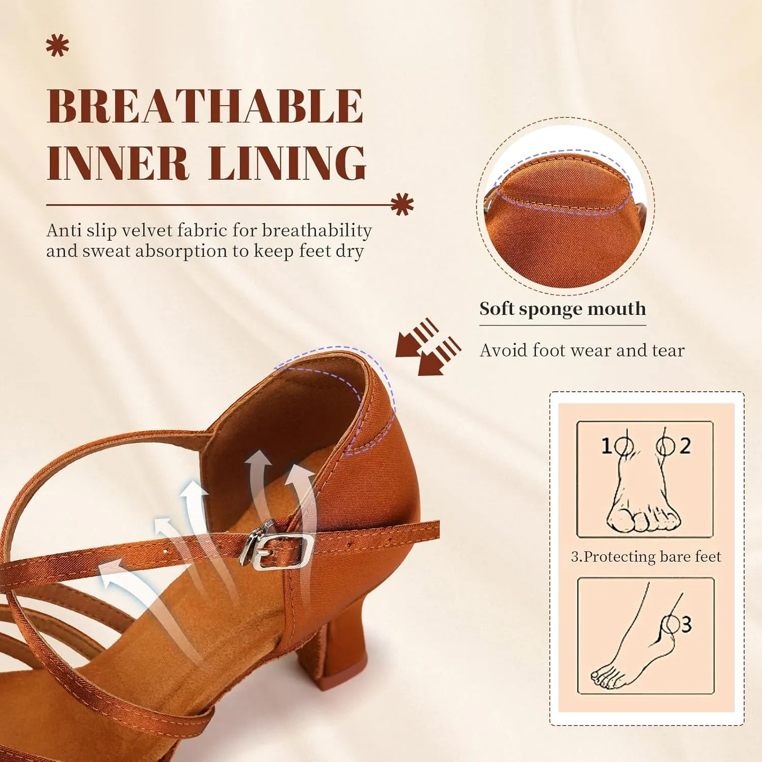 Women's Latin Dance Shoes Satin Open Toe Ballroom Salsa Tango Professional Dance Practice Shoes