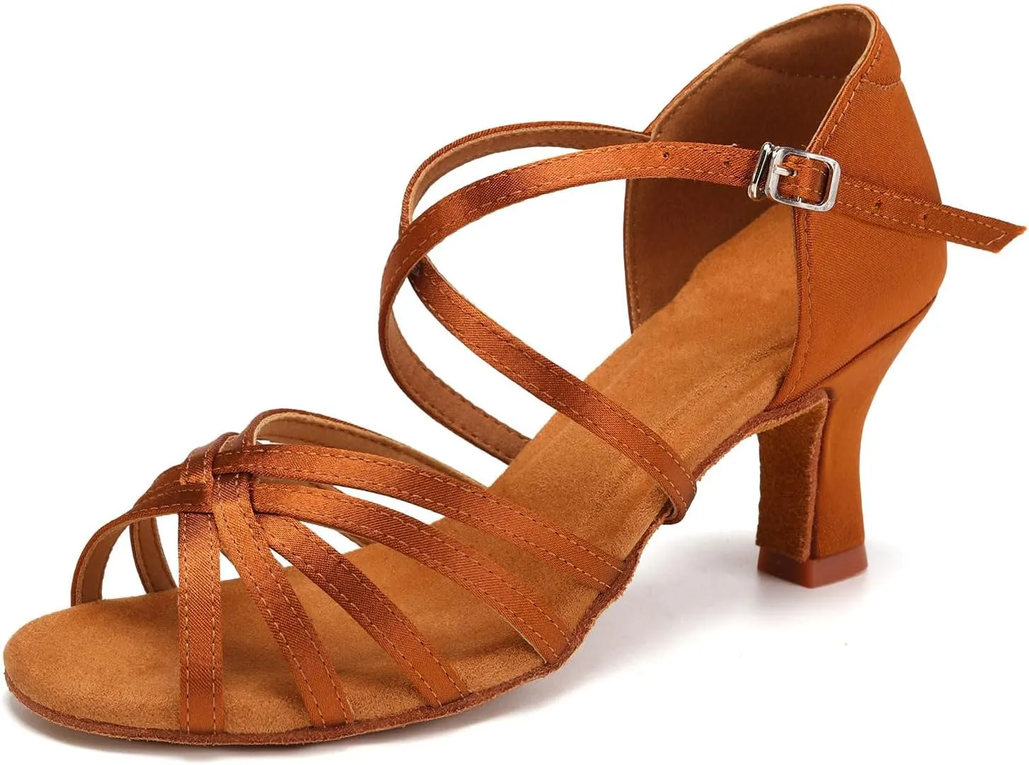 Women's Latin Dance Shoes Satin Open Toe Ballroom Salsa Tango Professional Dance Practice Shoes