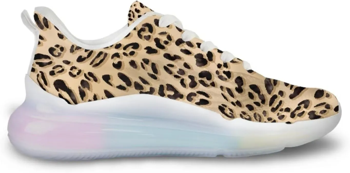 Women's Leopard Sneaker Soft Lightweight Non Slip Gym Sneaker Breathable Air Cushion Walking Shoes for Women US 6-11