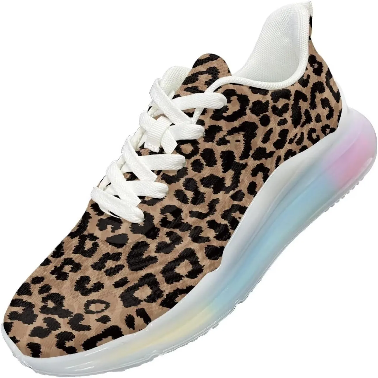Women's Leopard Sneaker Soft Lightweight Non Slip Gym Sneaker Breathable Air Cushion Walking Shoes for Women US 6-11