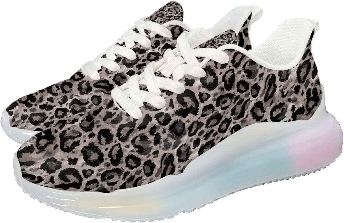 Women's Leopard Sneaker Soft Lightweight Non Slip Gym Sneaker Breathable Air Cushion Walking Shoes for Women US 6-11