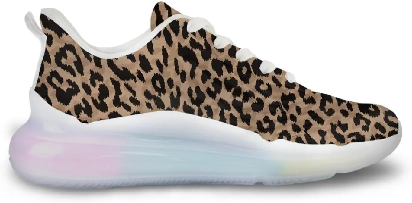 Women's Leopard Sneaker Soft Lightweight Non Slip Gym Sneaker Breathable Air Cushion Walking Shoes for Women US 6-11