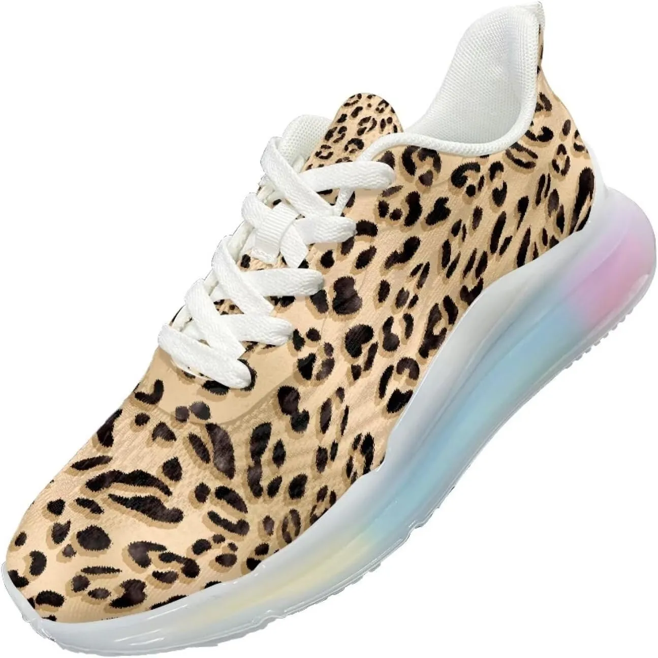 Women's Leopard Sneaker Soft Lightweight Non Slip Gym Sneaker Breathable Air Cushion Walking Shoes for Women US 6-11