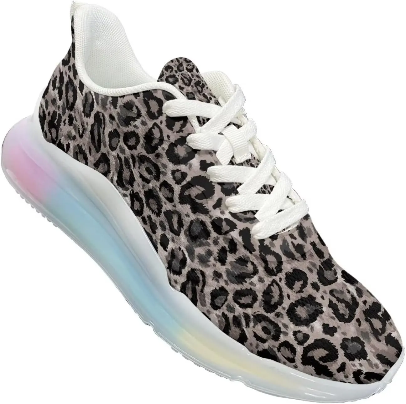 Women's Leopard Sneaker Soft Lightweight Non Slip Gym Sneaker Breathable Air Cushion Walking Shoes for Women US 6-11