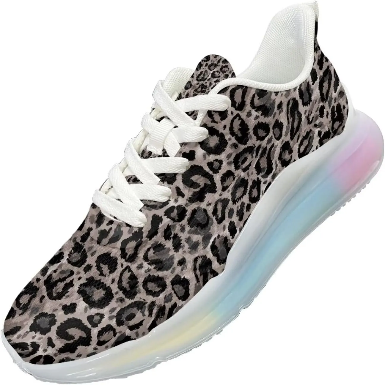 Women's Leopard Sneaker Soft Lightweight Non Slip Gym Sneaker Breathable Air Cushion Walking Shoes for Women US 6-11