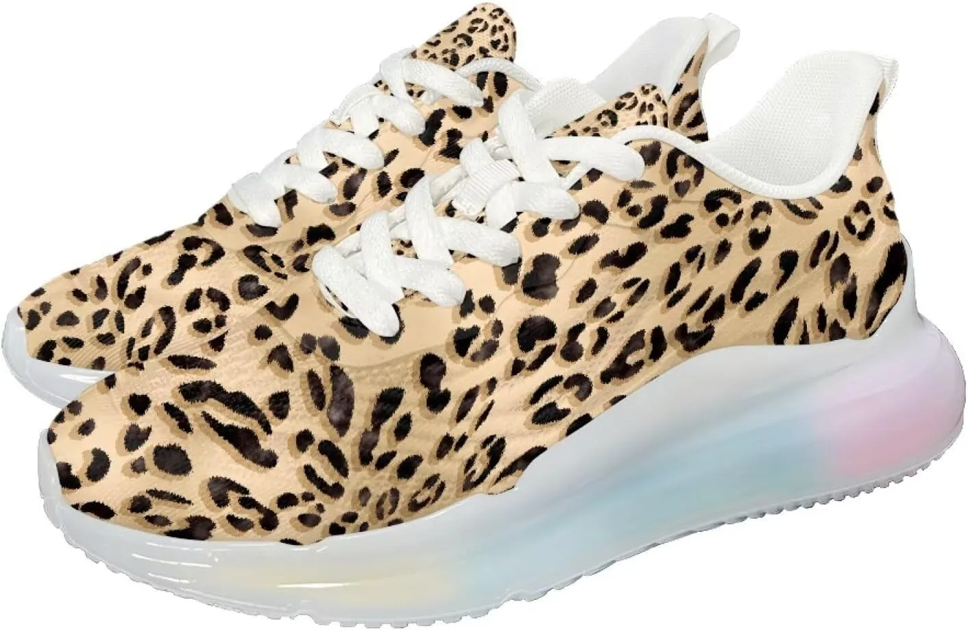 Women's Leopard Sneaker Soft Lightweight Non Slip Gym Sneaker Breathable Air Cushion Walking Shoes for Women US 6-11