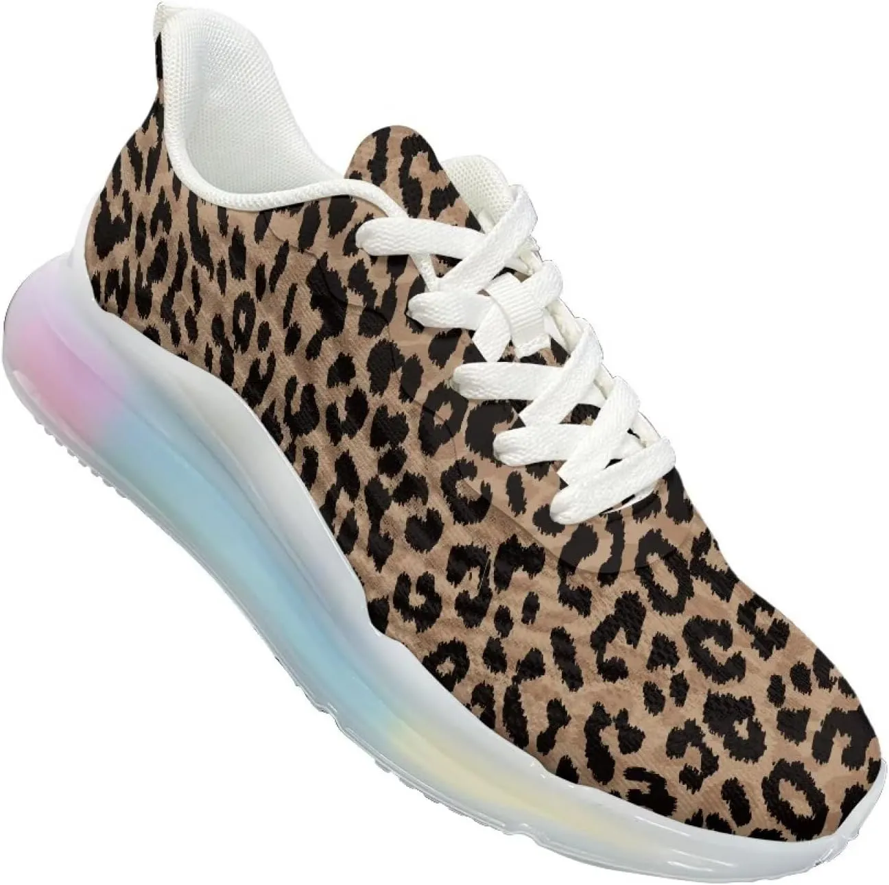 Women's Leopard Sneaker Soft Lightweight Non Slip Gym Sneaker Breathable Air Cushion Walking Shoes for Women US 6-11