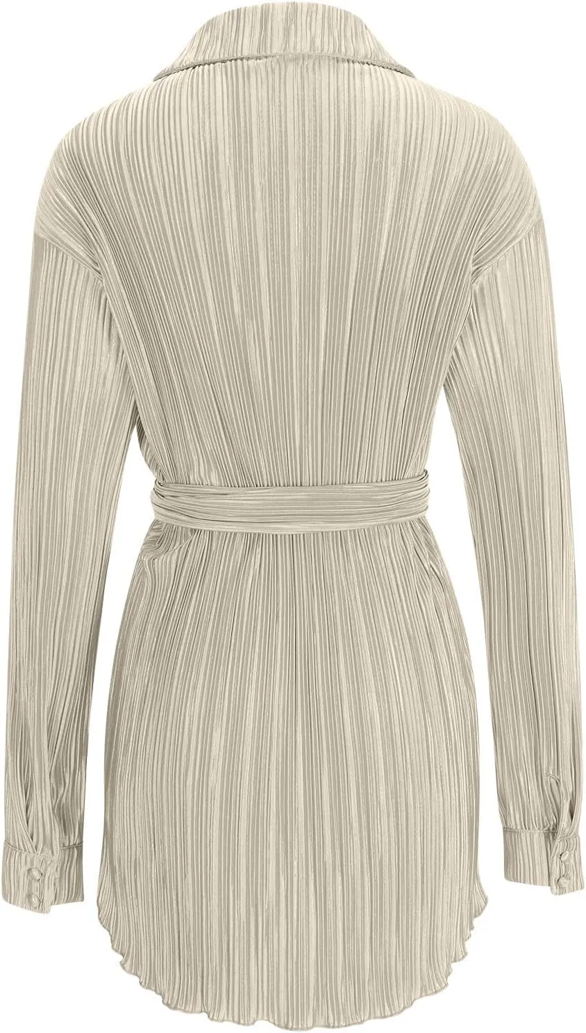 Womens Long Sleeve Dresses Plus Size Button Down Belted mini Dresses Lapel Casual Ruched Shirt Dresses Fall Fashion