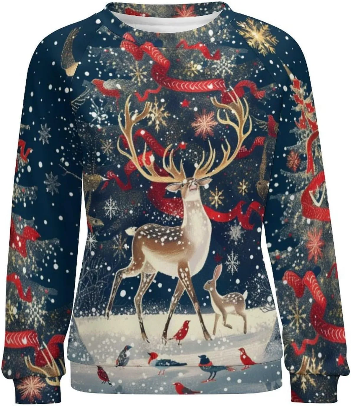 Womens Long Sleeve Tops Christmas Print Sweatshirts Fall Pullover Crewneck Soft Elegant Shirts Boho Tops for Women
