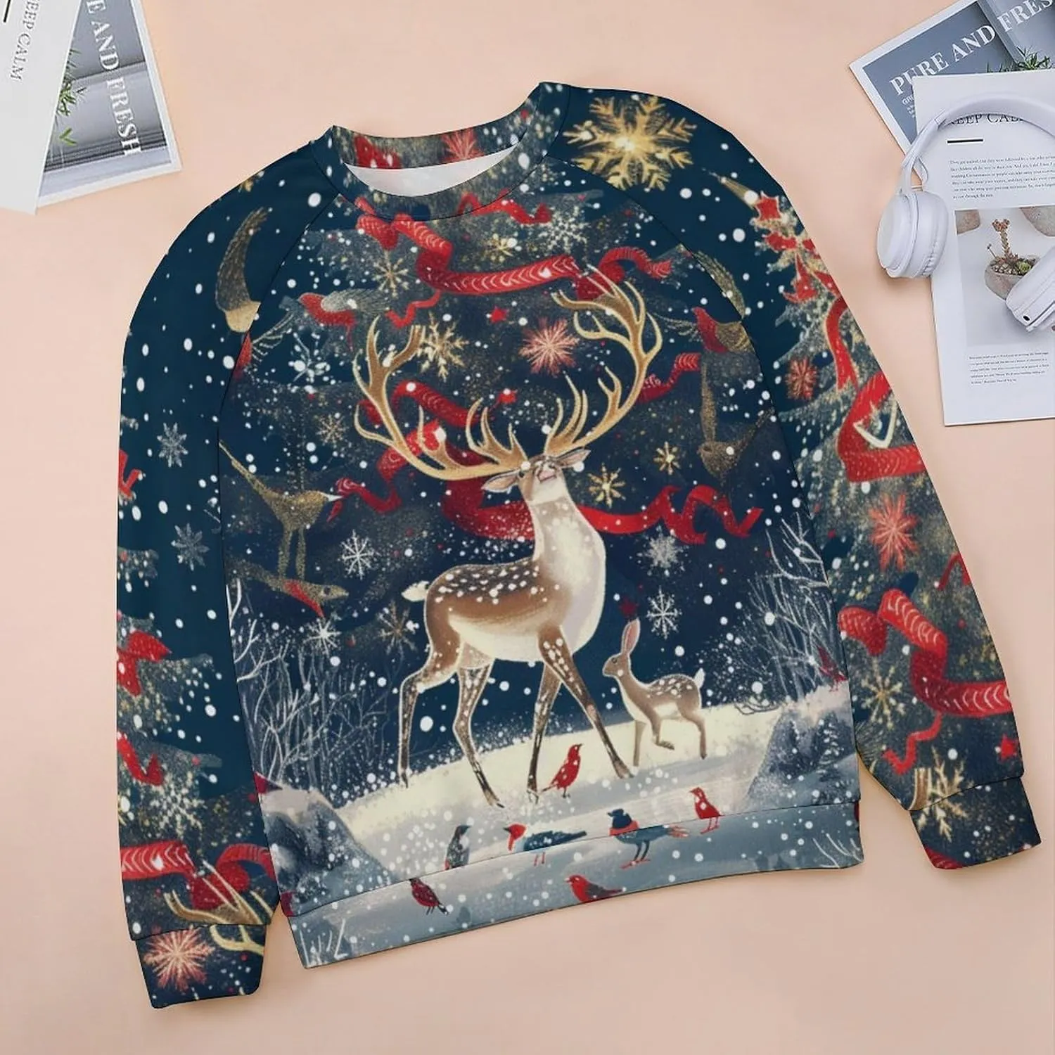 Womens Long Sleeve Tops Christmas Print Sweatshirts Fall Pullover Crewneck Soft Elegant Shirts Boho Tops for Women