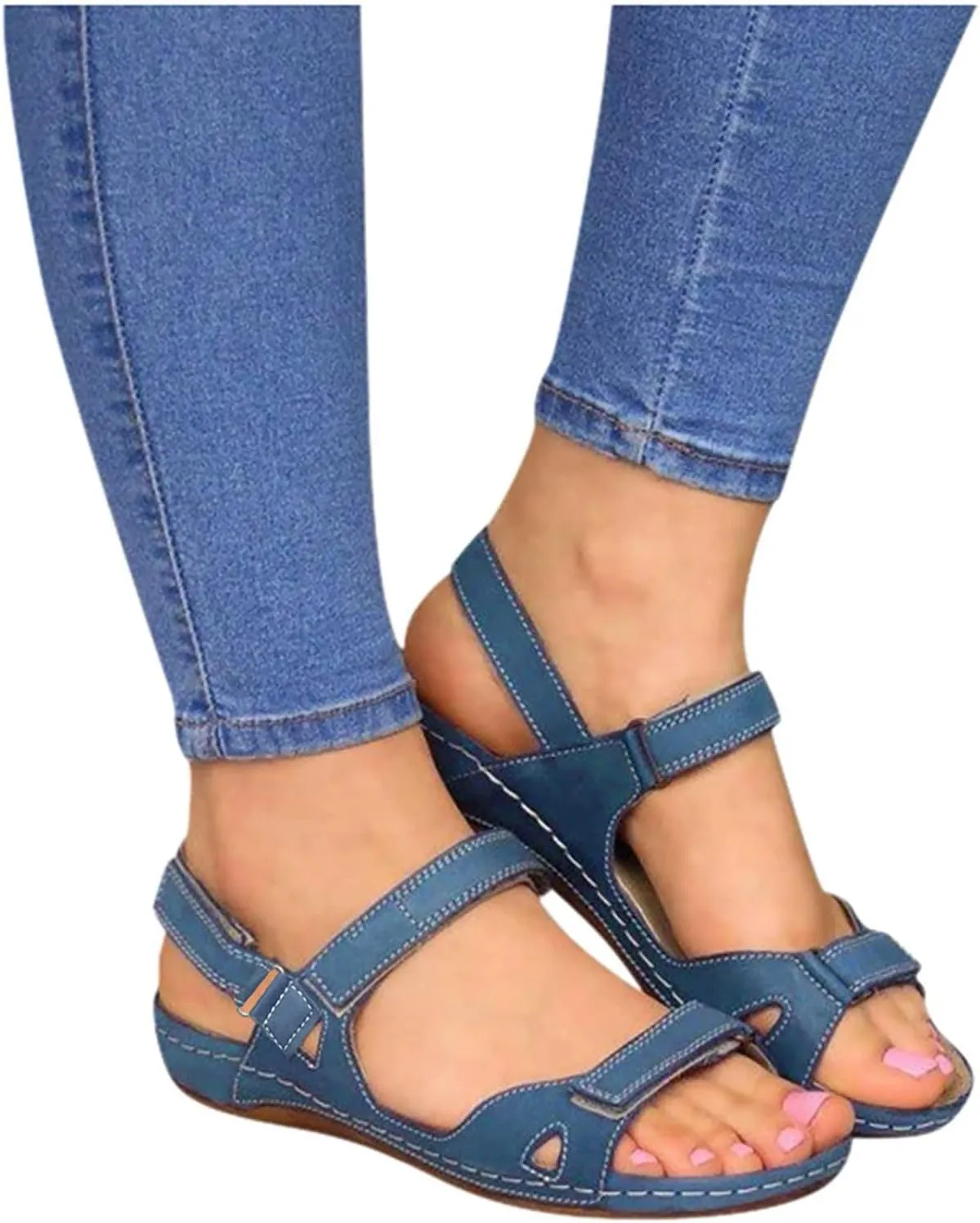 Womens Orthopedic Slides with Arch Support Summer Sandals Comfortable Walking Shoes Adjustable Straps Lightweight Beach Casual Outdoor Plantar Fasciitis Recovery