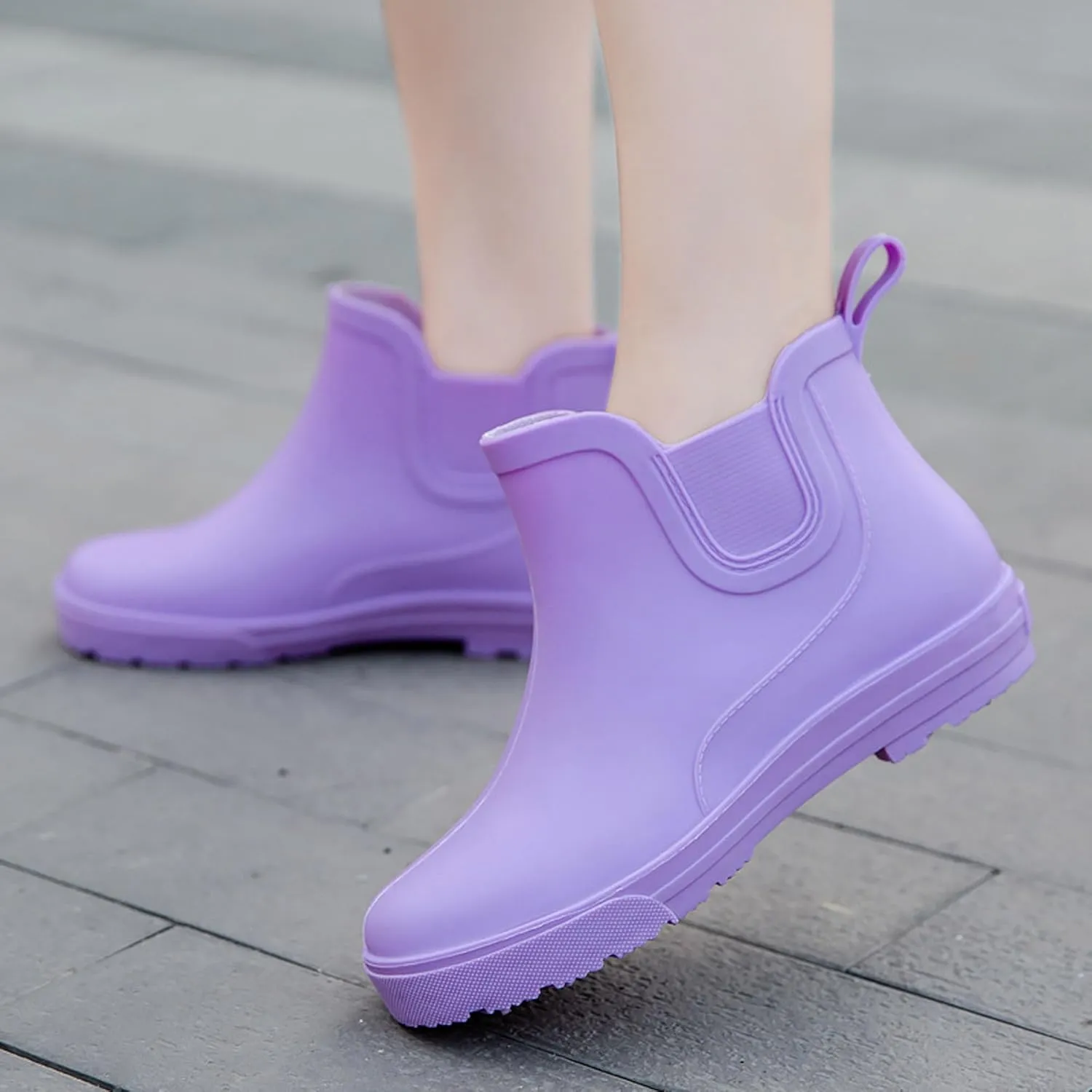 Women's Rain Boots Outdoor Wading PVC Waterproof Wear-resistant Anti-slip Work Kitchen Ankle Rubber Short Boots
