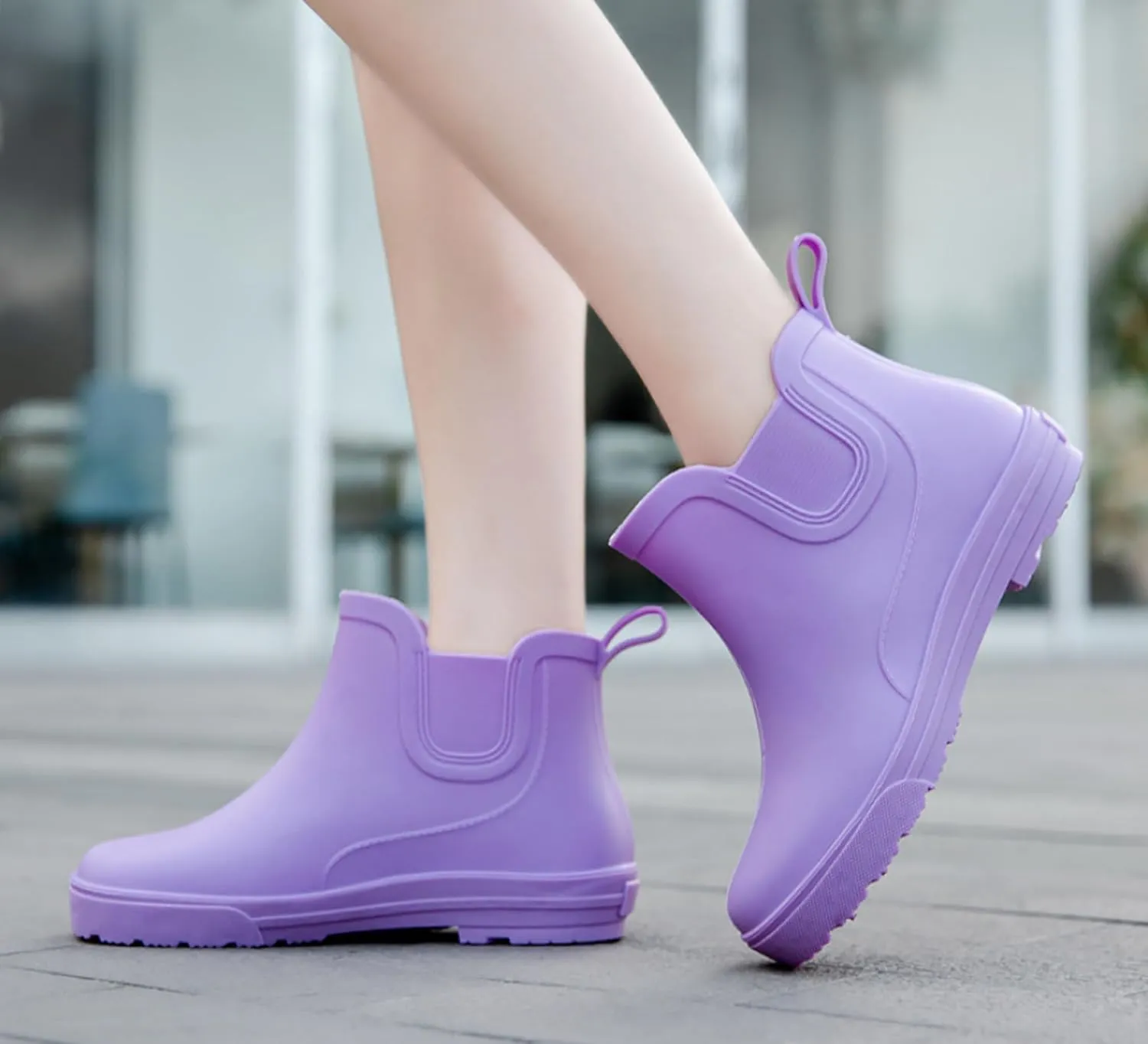 Women's Rain Boots Outdoor Wading PVC Waterproof Wear-resistant Anti-slip Work Kitchen Ankle Rubber Short Boots