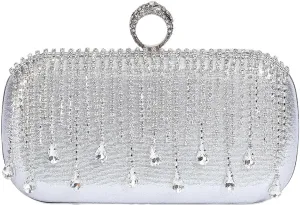 Women's rhinestone evening bag Women's Evening Clutch Wedding Rhinestone Tassel Silver Gold Black Party Shoulder Bag