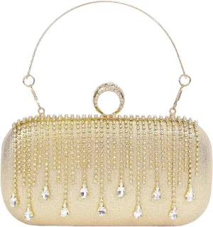 Women's rhinestone evening bag Women's Evening Clutch Wedding Rhinestone Tassel Silver Gold Black Party Shoulder Bag