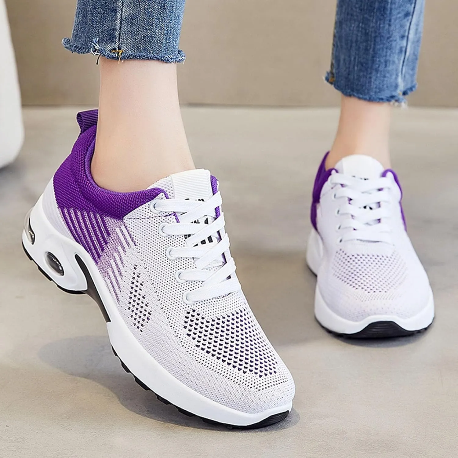 Womens Sneakers Air Cushion Orthopedic Mesh Breathable Gym Work Non Slip Walking Sports Wide Width Toe Box Shoes