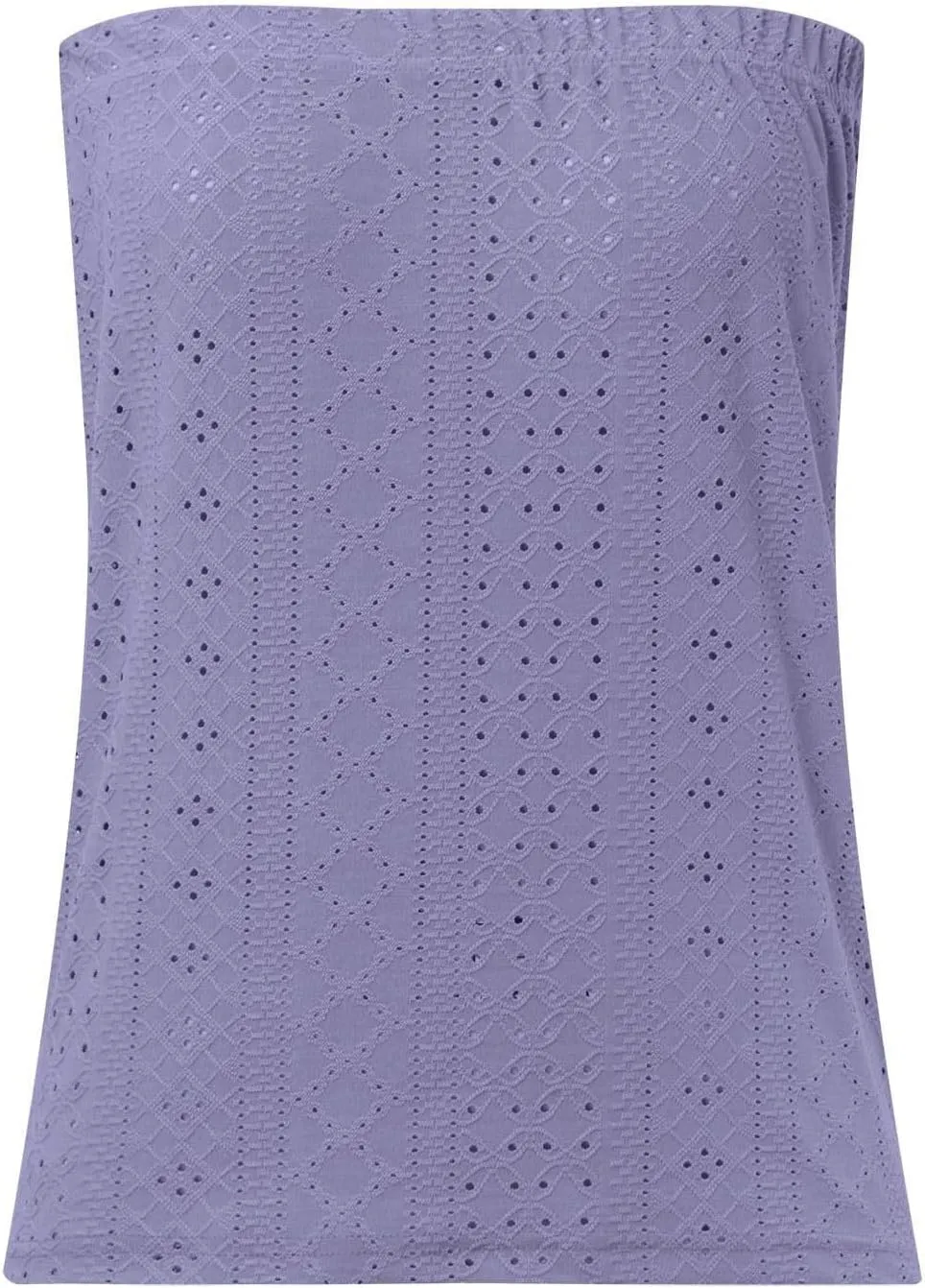 Womens Summer Tube Tops Casual Strapless Eyelet Bandeau Tanks Cute Off Shoulder Tunic Shirts Flowy Vacation Blouses