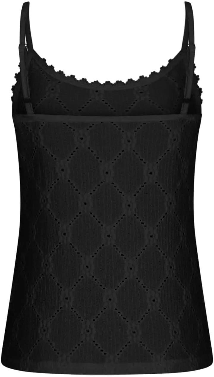 Womens Tank Tops Classic Spaghetti Strap Solid Camisoles Lace Trim Eyelet Embroidery Scoop Neck Basic Cami Top