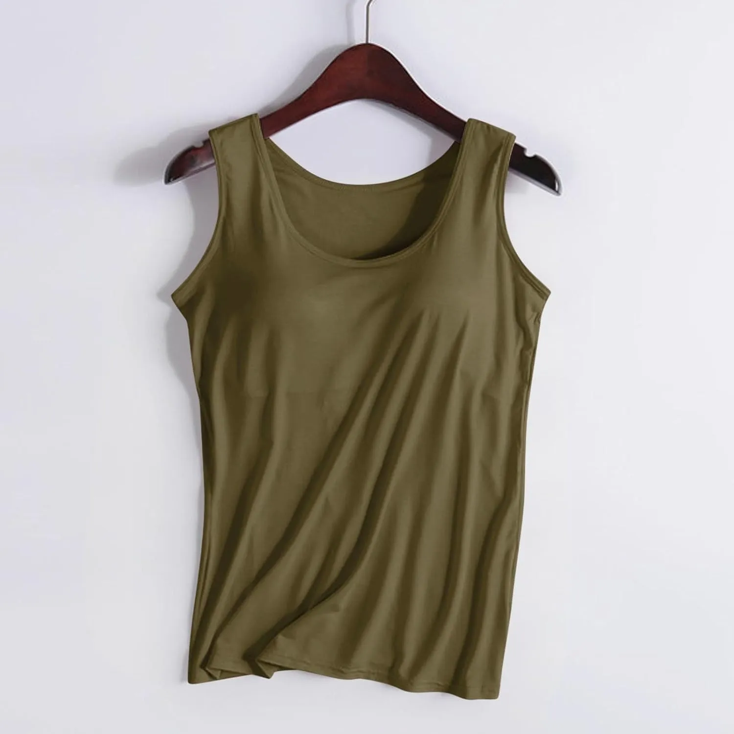 Women's Tank Tops with Built in Bras Scoop Neck Open Back Sports Racerback Vest Workout Sleeveless Padded Tanks