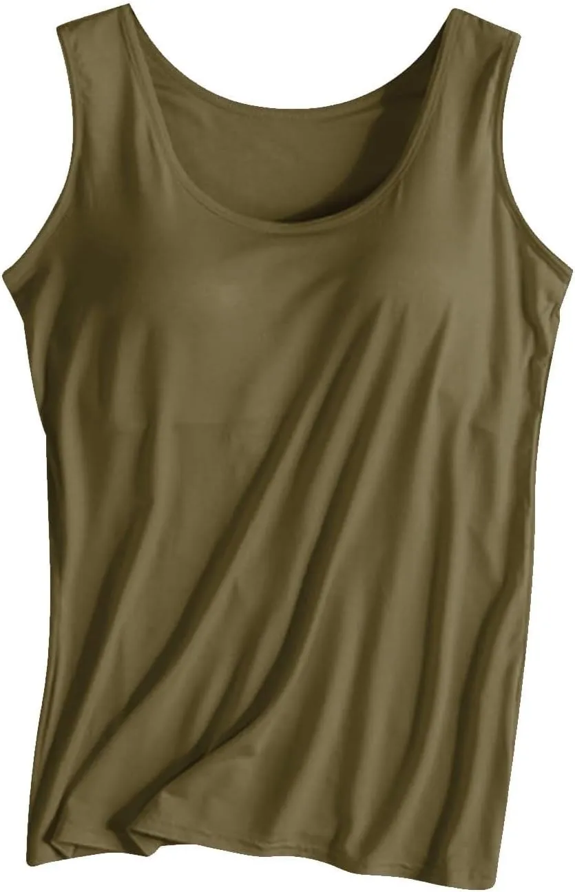 Women's Tank Tops with Built in Bras Scoop Neck Open Back Sports Racerback Vest Workout Sleeveless Padded Tanks