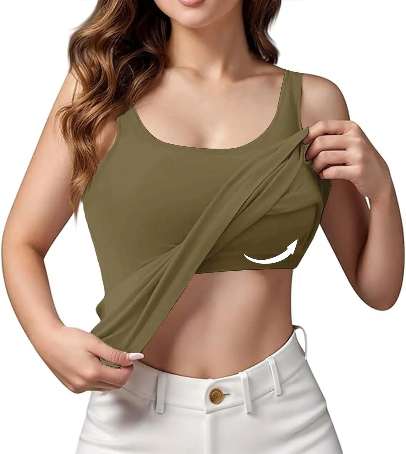 Women's Tank Tops with Built in Bras Scoop Neck Open Back Sports Racerback Vest Workout Sleeveless Padded Tanks