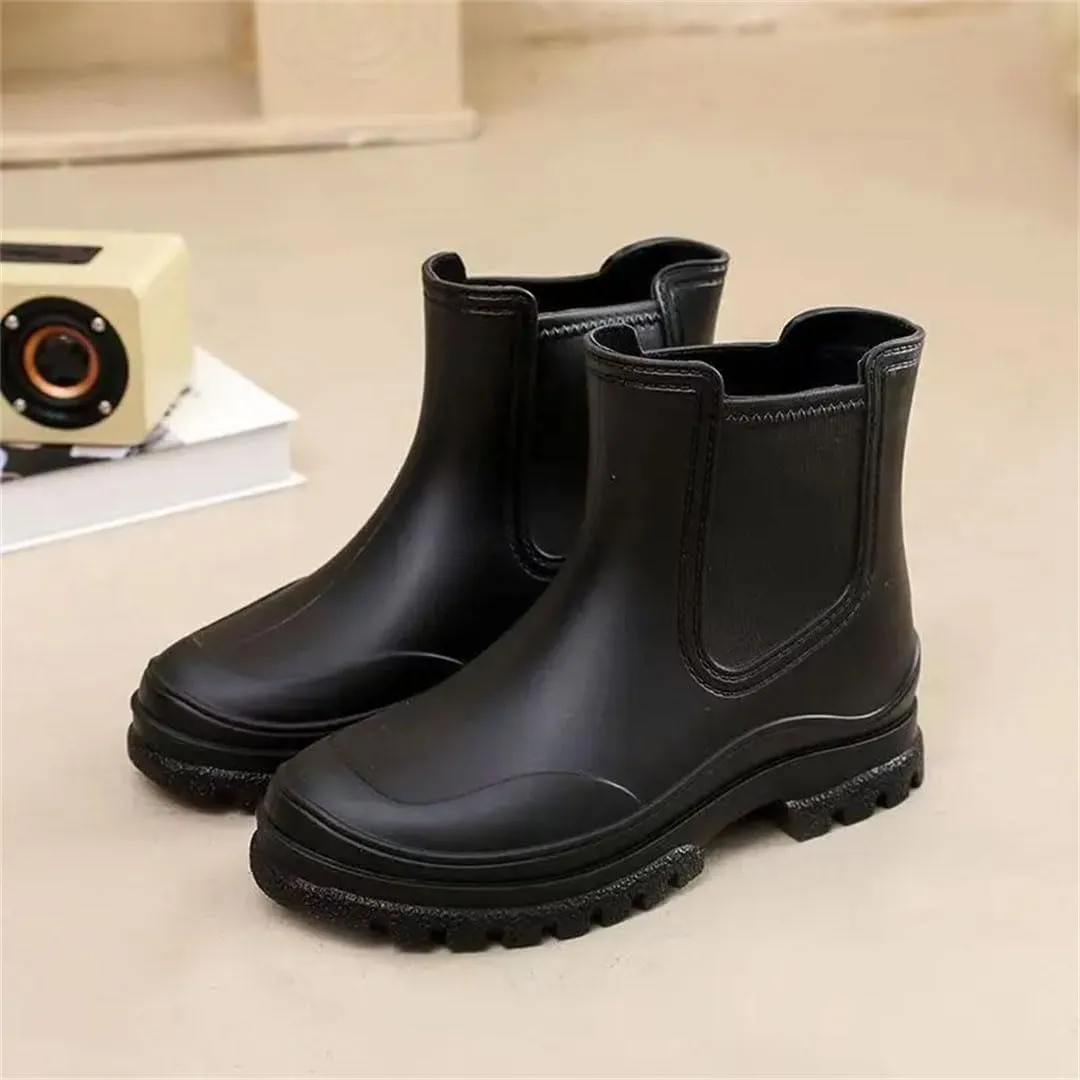 Women's Thick Sole High Top Rain Boots Soft Sole Non Slip Waterproof Slip On Kitchen Work Boots Garden Boots