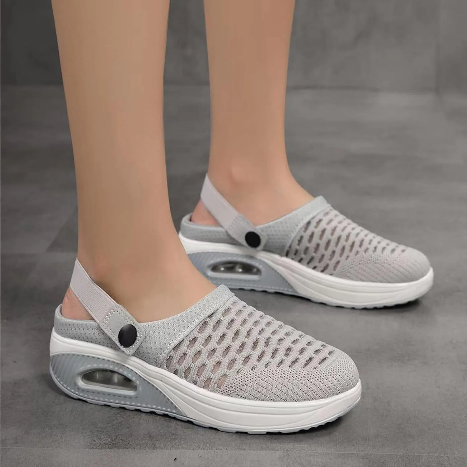 Women's Walking Shoes Orthotic Sneakers Wide Width Non Slip Breathable Platform Mesh Sandals Orthopedic Clogs with Air Cushion Support Slippers Summer Lightweight Beach Outdoor Mules