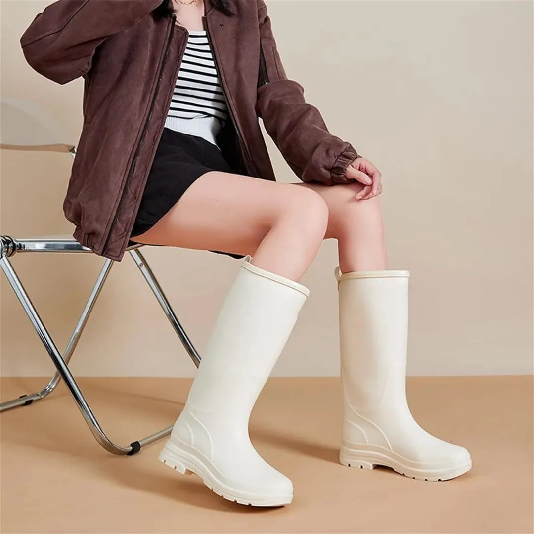 Women's Warm Short Tube Rain Boots Non-Slip Outdoor Rubber Shoes Waterproof Shoes Women