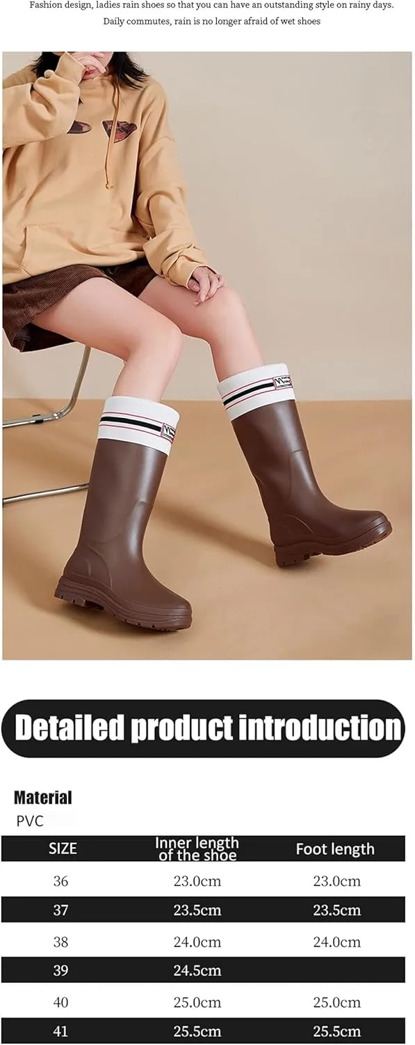Women's Warm Short Tube Rain Boots Non-Slip Outdoor Rubber Shoes Waterproof Shoes Women