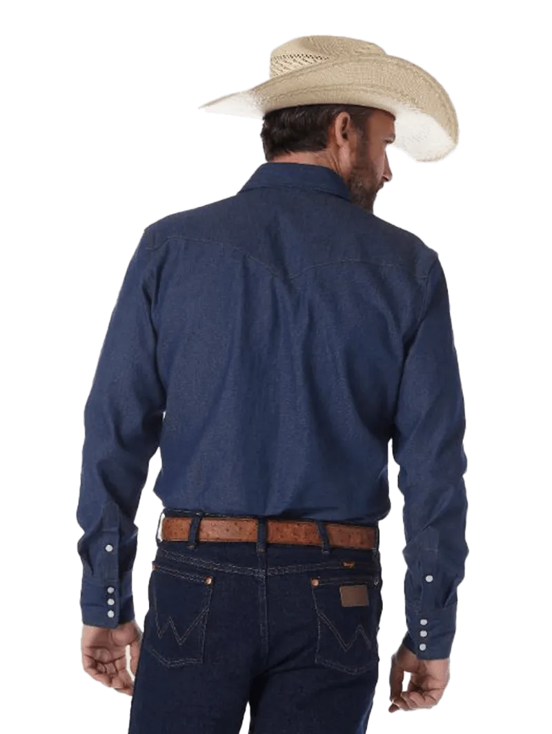 Wrangler Men's Cowboy Cut Denim Blue Work Shirt