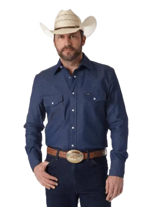 Wrangler Men's Cowboy Cut Denim Blue Work Shirt