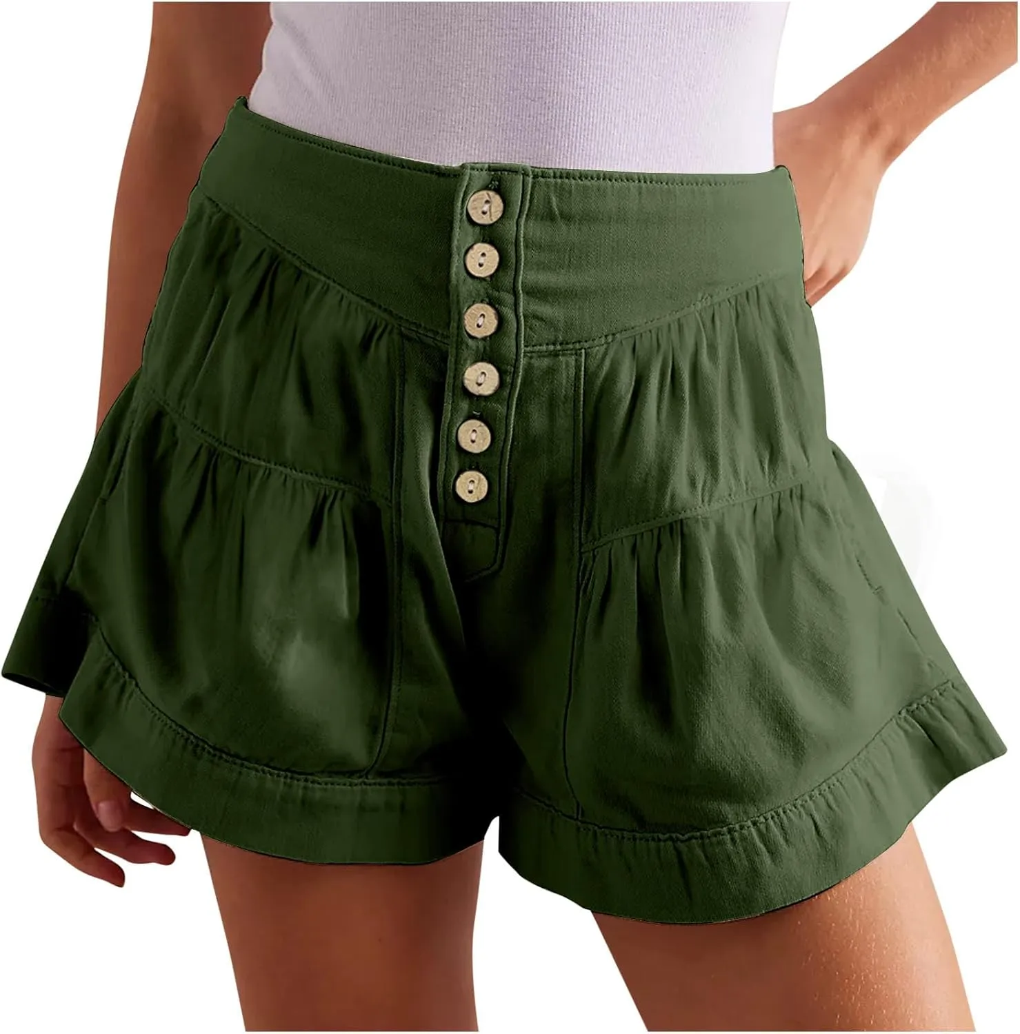 Xiaojmake Womens Denim Shorts Summer Loose High Waisted Wide Leg Flowy Short Front Buttons Pleated Jean Shorts 2025 Fashion
