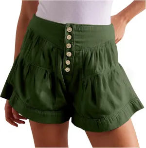 Xiaojmake Womens Denim Shorts Summer Loose High Waisted Wide Leg Flowy Short Front Buttons Pleated Jean Shorts 2025 Fashion