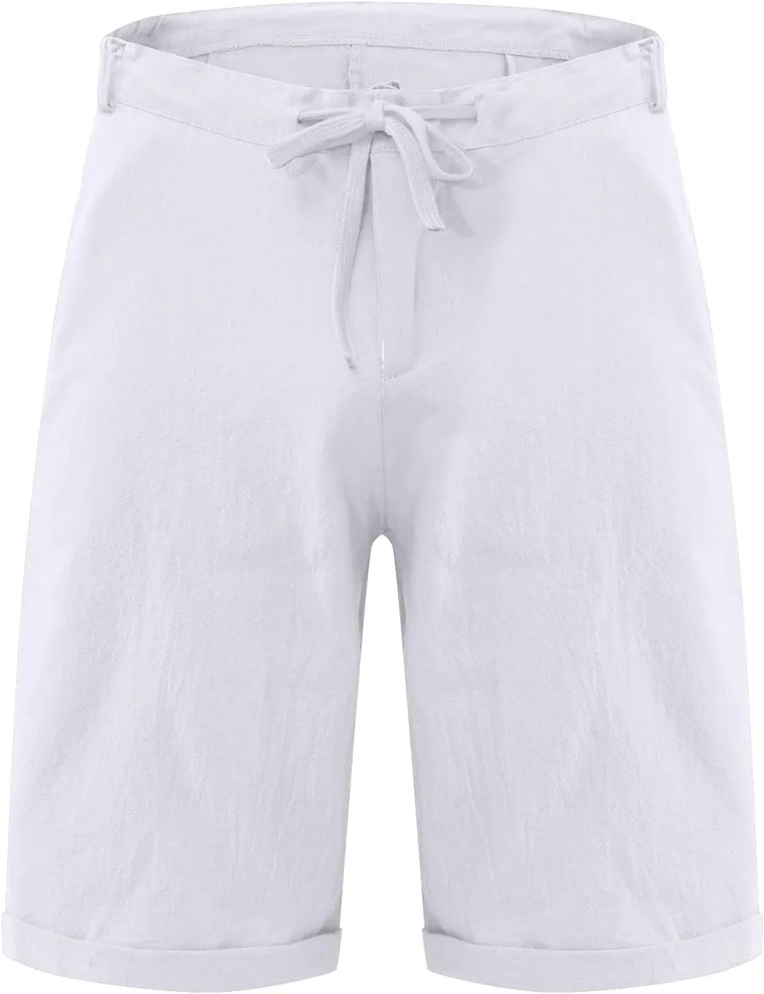 Ymosrh Men's Shorts Casual Fashion Cotton Linen Drawstring Solid Color Beach Shorts Pants Casual