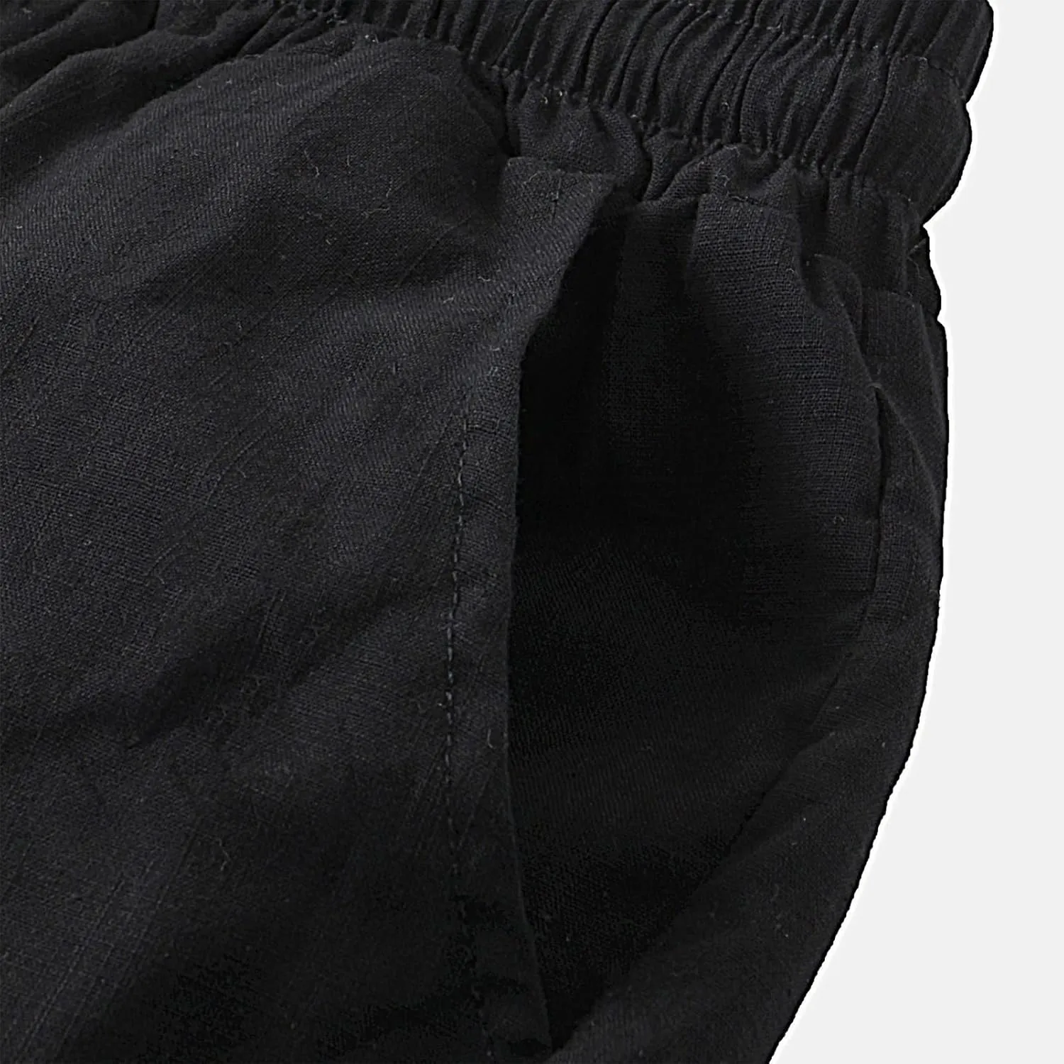 Ymosrh Men's Shorts Casual Fashion Cotton Linen Drawstring Solid Color Beach Shorts Pants Casual