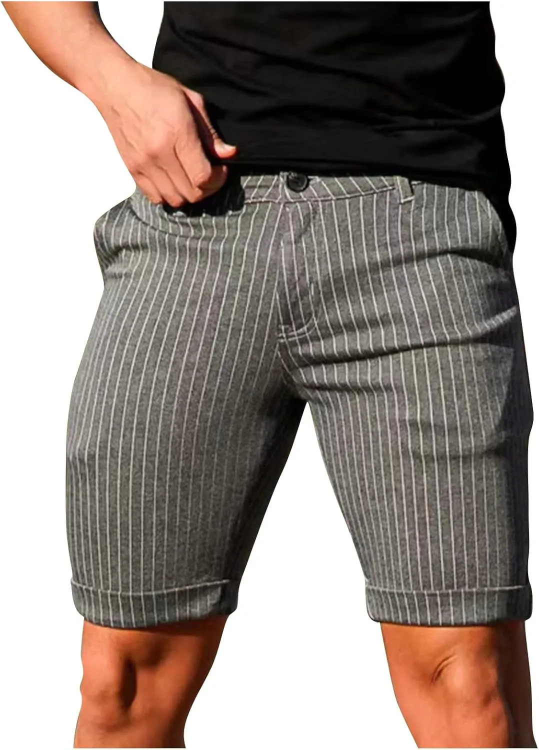 Ymosrh Men's Shorts Summer Elastic Waist Plaid Short Skinny Fit Fashion Fitness Shorts Casual Stretchy Shorts, S-3XL