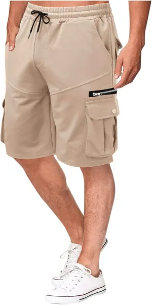 Ymosrh Men's Shorts Summer Workwear Shorts Loose Casual Five-Point Pants Multi-Pocket Zipper Jogging Shorts, M-4XL