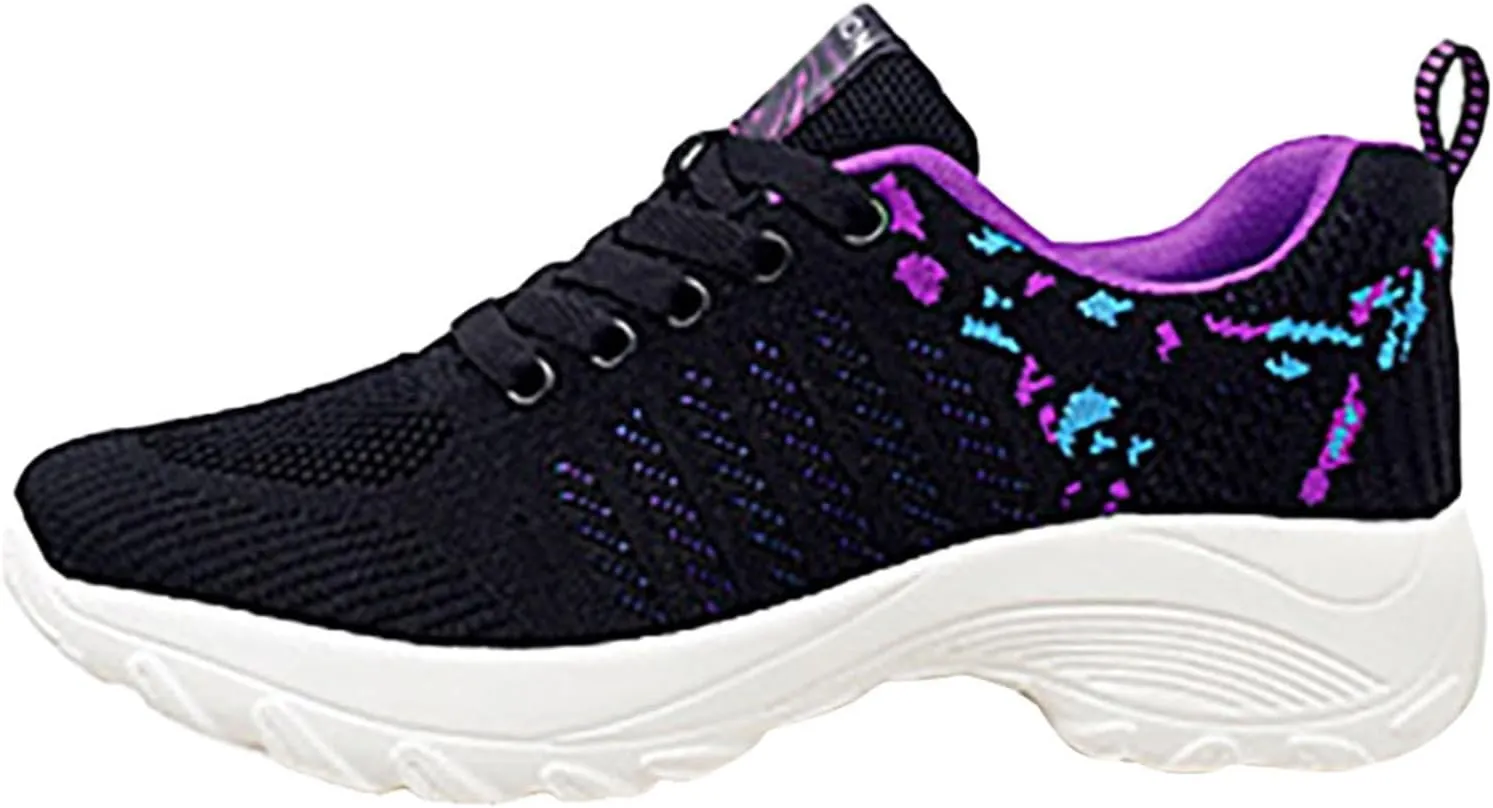 ZSpzx Comfy Sneakers for Women Arch Support Breathable Mesh Knit Air Cushioned Walking Casual Shoes Non Slip Jogging Tennis Sneaker Plantar Fasciitis Sneaker Fashionable Mesh Ladies Footwear